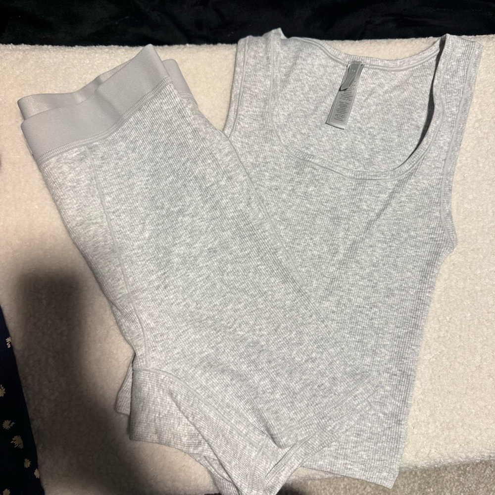 Women's Gray cotton ribbed Set